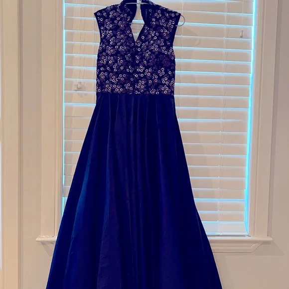 long sleeve light blue evening dress Ginevra Pale Blue Long Dress – Maison Safiyaa USA main image 1